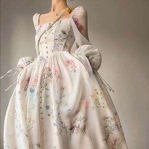 Floral chiffon corset midi maxi petite dress